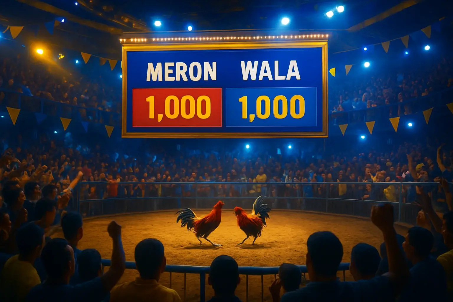 Philippine online sabong betting interface with Meron and Wala panels